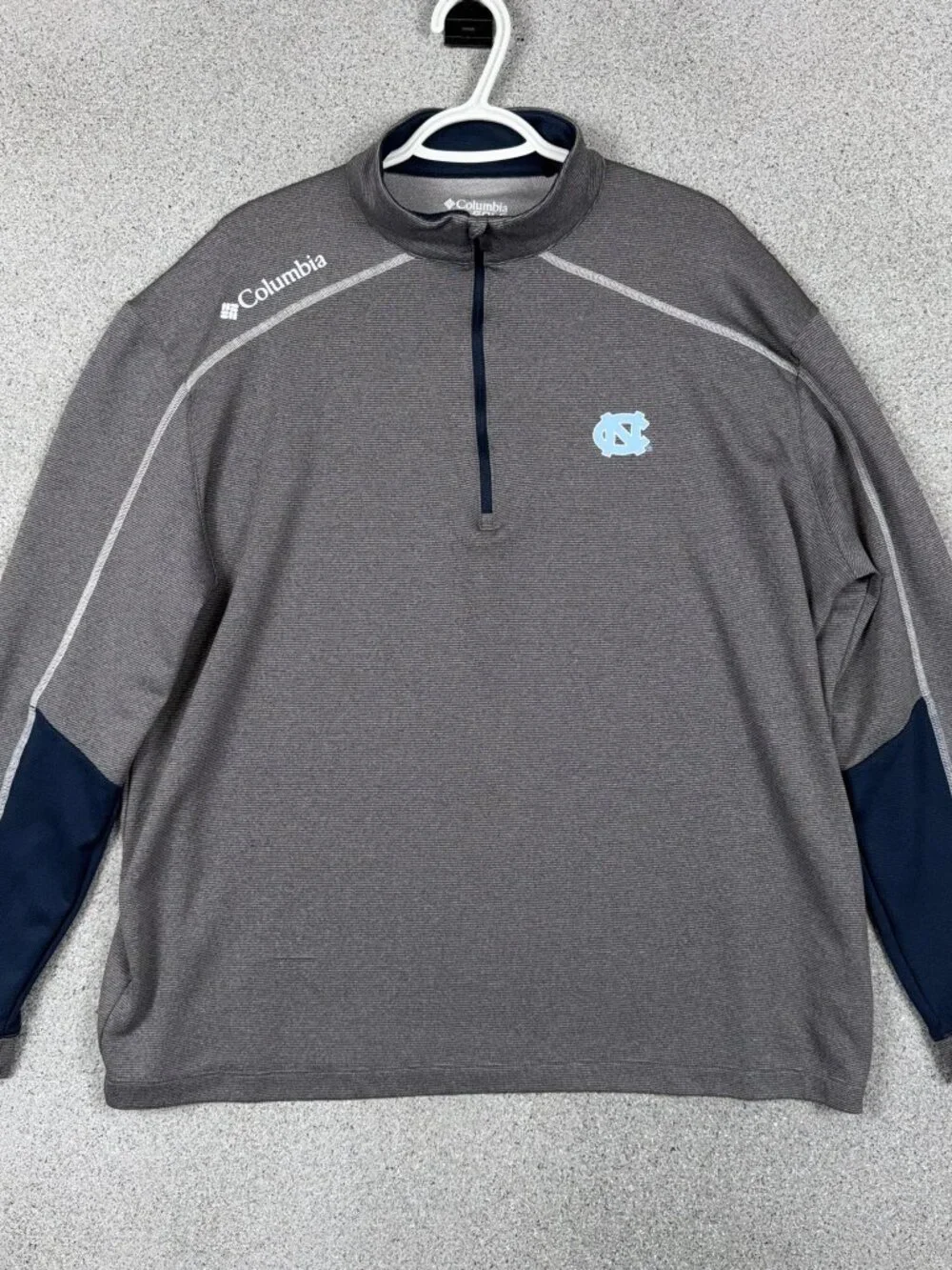 Columbia Golf UNC Tar Heels Mens 1/4 Zip Pullover 2XL Gray Omni-Wick UPF 22S31ML